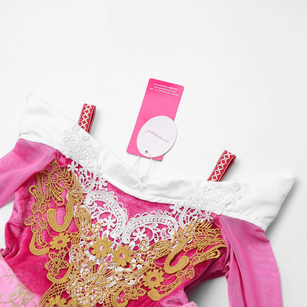 JerrisApparel Girls Pink Princess Costume Halloween Cosplay Party Dress up
