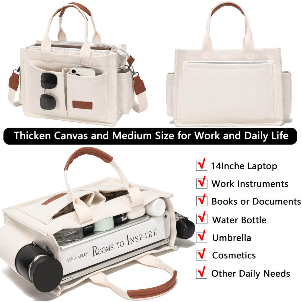 ZHMO Canvas Tote Bag for Women,Women's Bags Crossbody Bags Work Laptop Tote Bag Large Handbags Purse for Travel Nurse Teacher