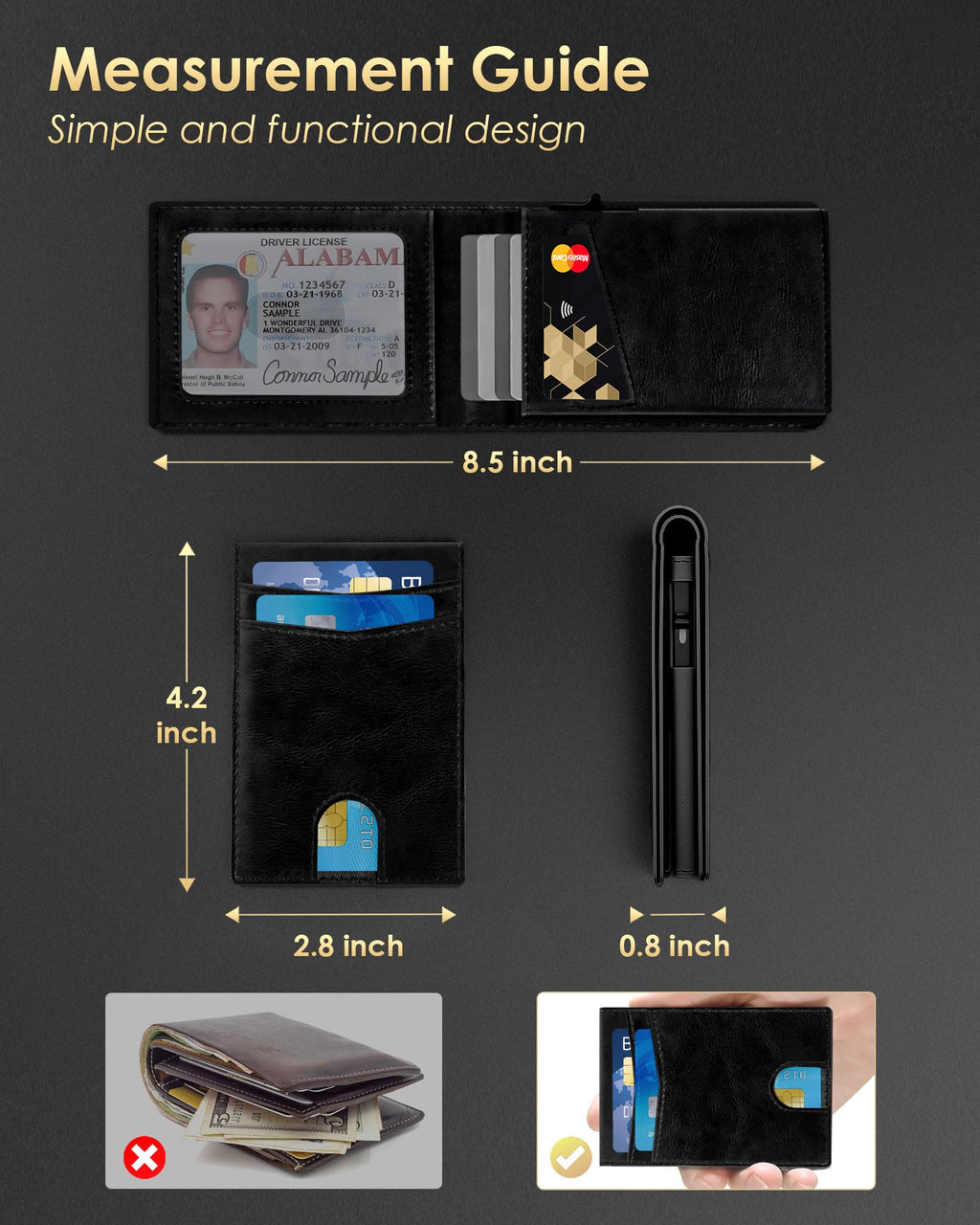2026 Wallet for Men - RFID Blocking [Functional & Practical] Bifold Slim Minimalist Credit Card Holder Pop Up Wallet Metal Case with Cash Slot, Front Pocket with ID Window, Gift Boxed (Carbon Fiber)
