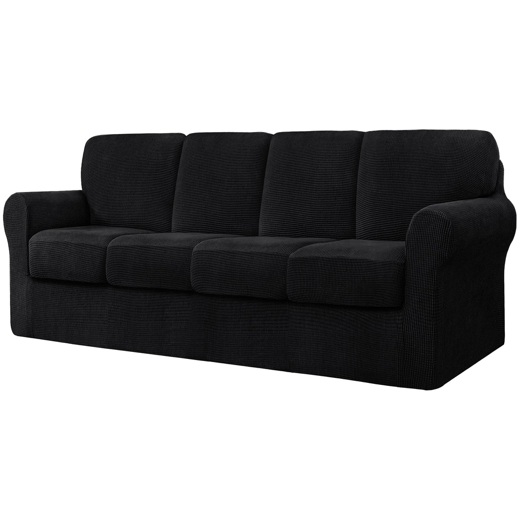 CHUN YI 7 Piece Couch Covers Sofa Covers Washable, Stretch Sofa Slipcovers for 3 Cushion Couch with Seperate Backrest and Cushion Covers, Anti Slip Furniture Protector for Dogs Pets (Large, Grey)