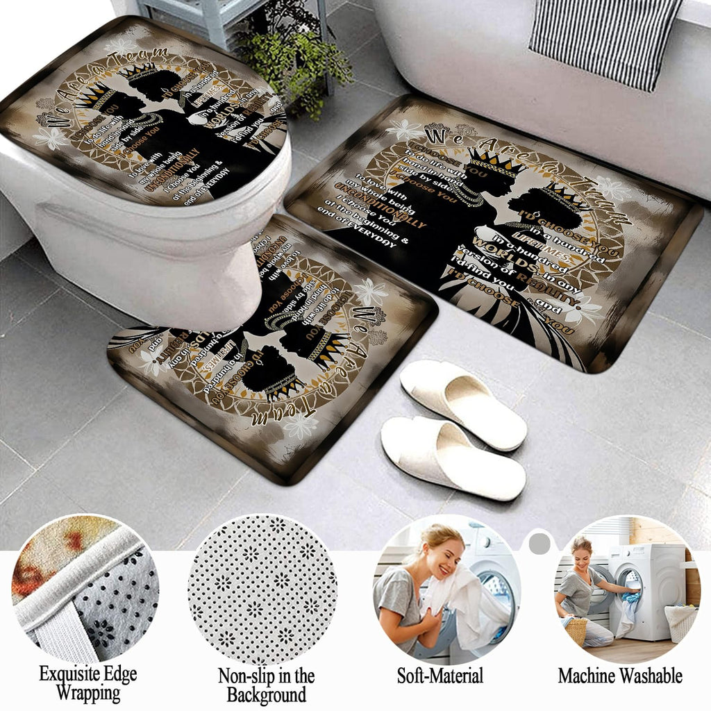 African American Shower Curtain Sets for Bathroom, Black Praying King Bathroom Sets with Waterproof Shower Curtain and Non-Slip Rugs Toilet Lid Cover Bath Mat, Cool Unique Man Bathroom Decor Sets