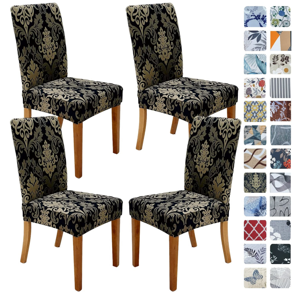 SPRINGRICO Chair Covers for Dining Room 6 Pack, Stretch Dining Chair Cover, Washable Spandex Kitchen Parsons Chair Slipcovers, Removable Seat Protector for Home or Party (Set of 6, Floral Beige)