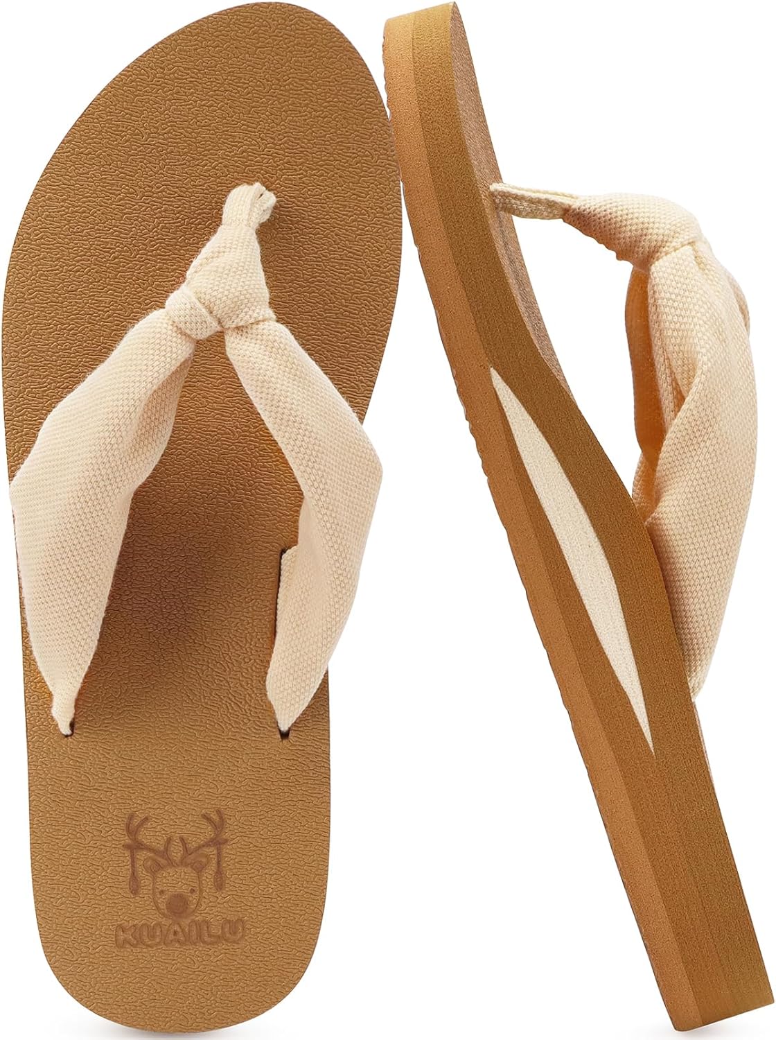 KuaiLu Flip Flops for Women with Arch Support Yoga Mat Comfortable Summer Beach Walking Thong Cushion Sandals Slip On Indoor Outdoor