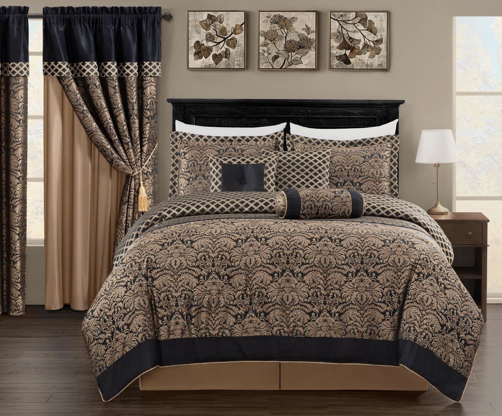 Chezmoi Collection Adelle 7-Piece Paisley Jacquard Embroidered Comforter Bedding Set, King Size