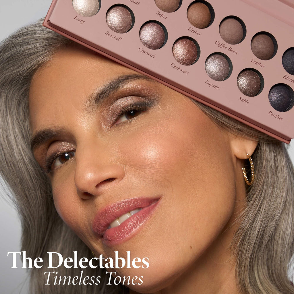 LAURA GELLER NEW YORK The Delectables Earthy Essentials Baked Eyeshadow Palette | 14 Pigmented Eyeshadows Blendable Natural Look