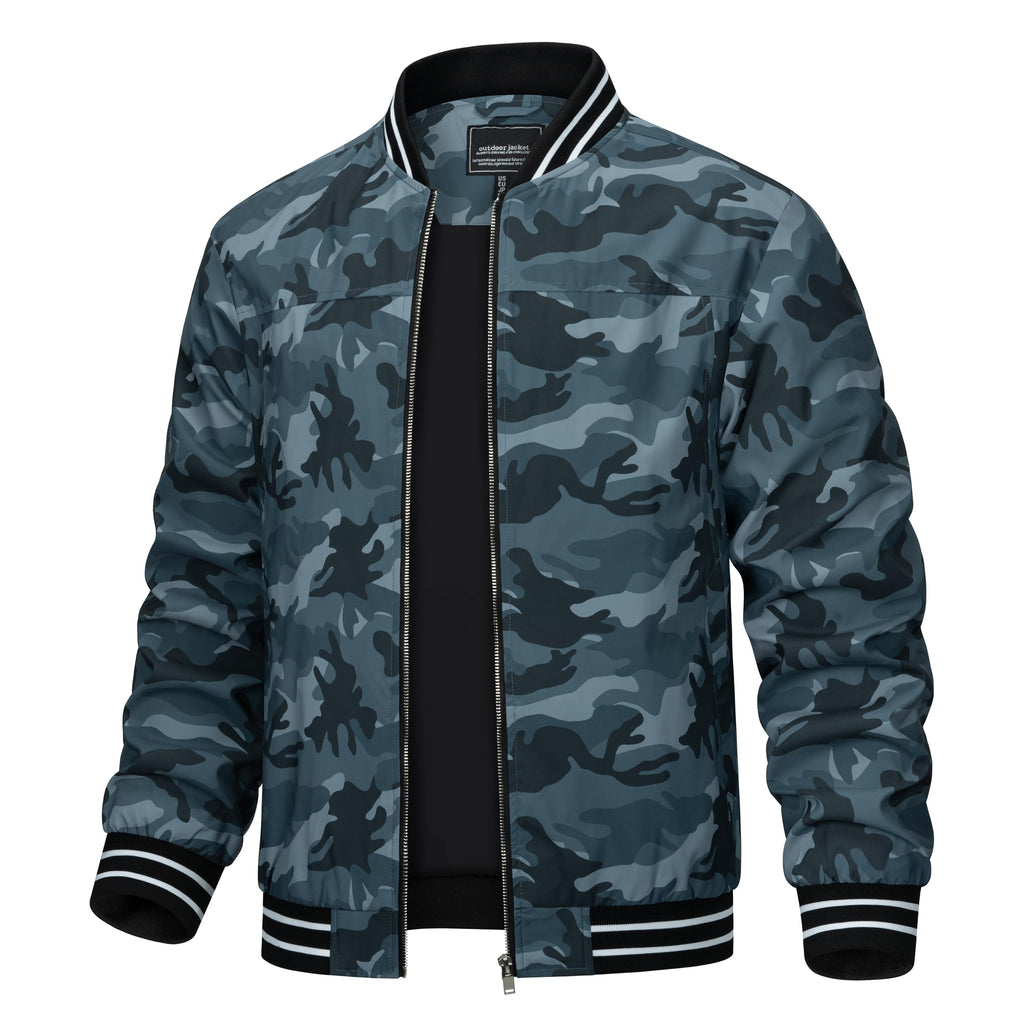 TACVASEN Men's Lightweight Jacket Casual Spring Fall Windbreaker Bomber Zip Up Coat With Pocket