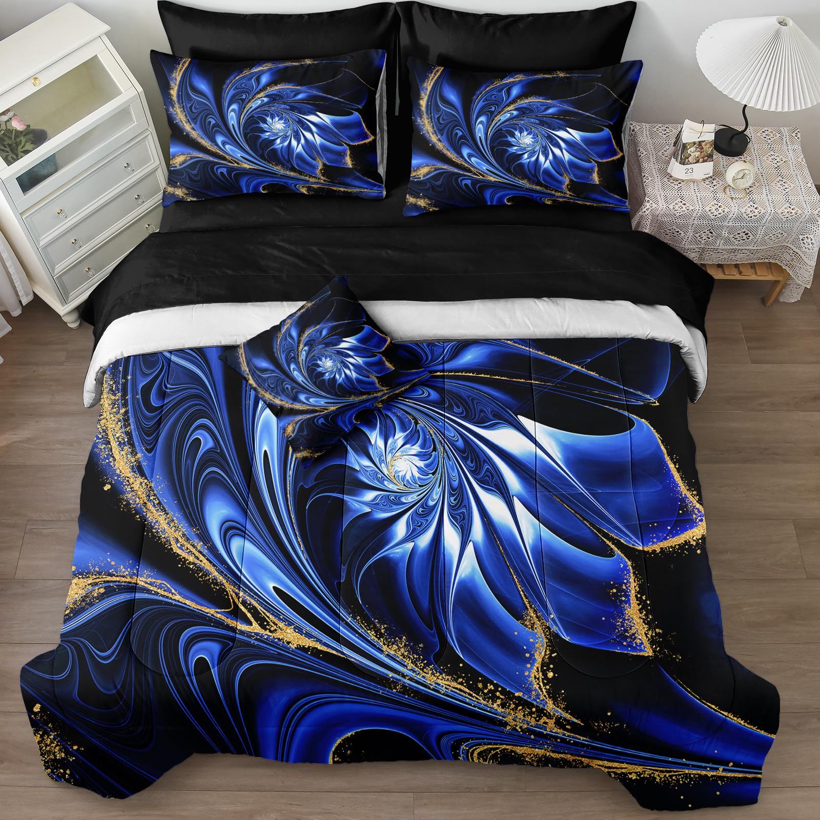 Ancient Egypt Comforter Set Black Gold Bedding Set Pharaoh Tribal Retro Comforter Egypt Cultural Theme Bedroom Decor Boho Exotic Vintage Bedding King Bed in A Bag