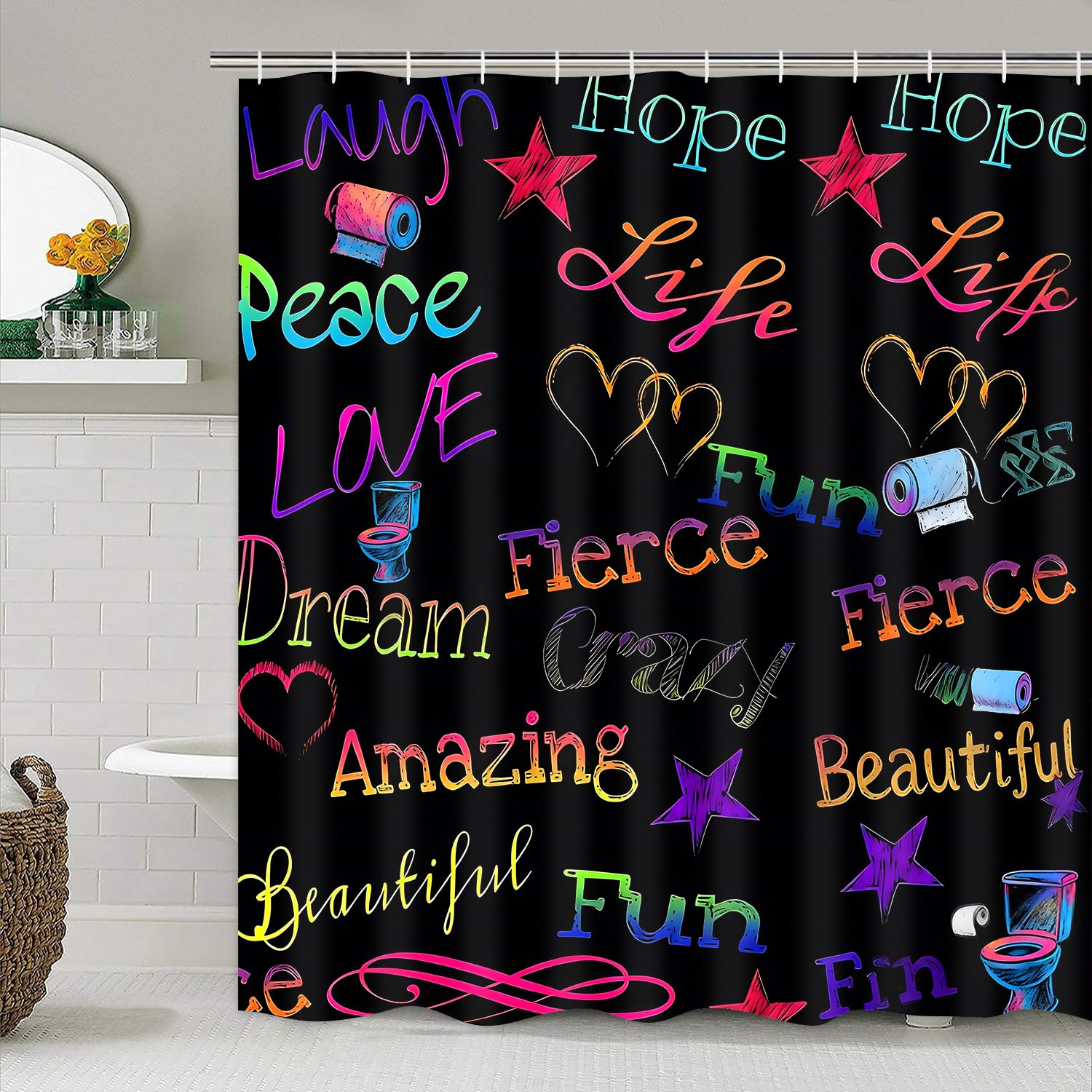AZHM Golden Crown Print Shower Curtain Set Black Luxury Bathroom Accessories Sets with Shower Curtain and Rugs