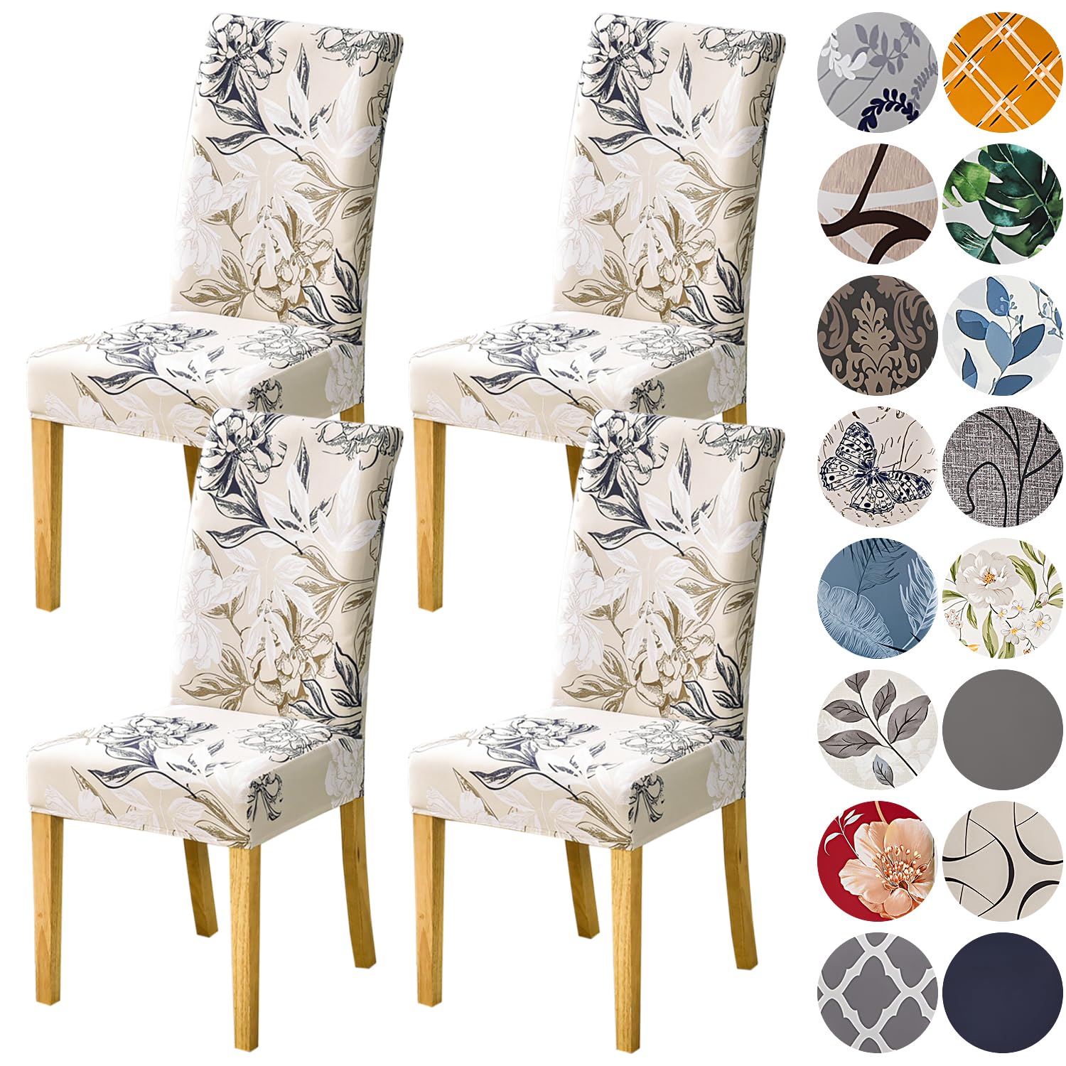 HZDHCLH 6 Pack Chair Covers for Dining Room,Soft Spandex Removable Washable Anti-dust Seat Slipcover, Protector for Hotel,Office,Ceremony,Banquet Wedding Party(Beige, Set of 6)