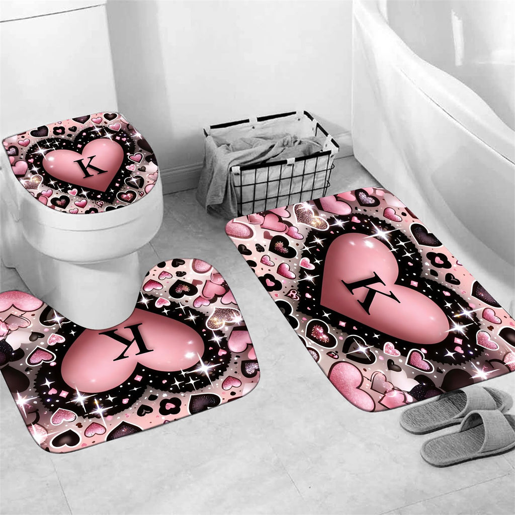 AZHM Golden Crown Print Shower Curtain Set Black Luxury Bathroom Accessories Sets with Shower Curtain and Rugs