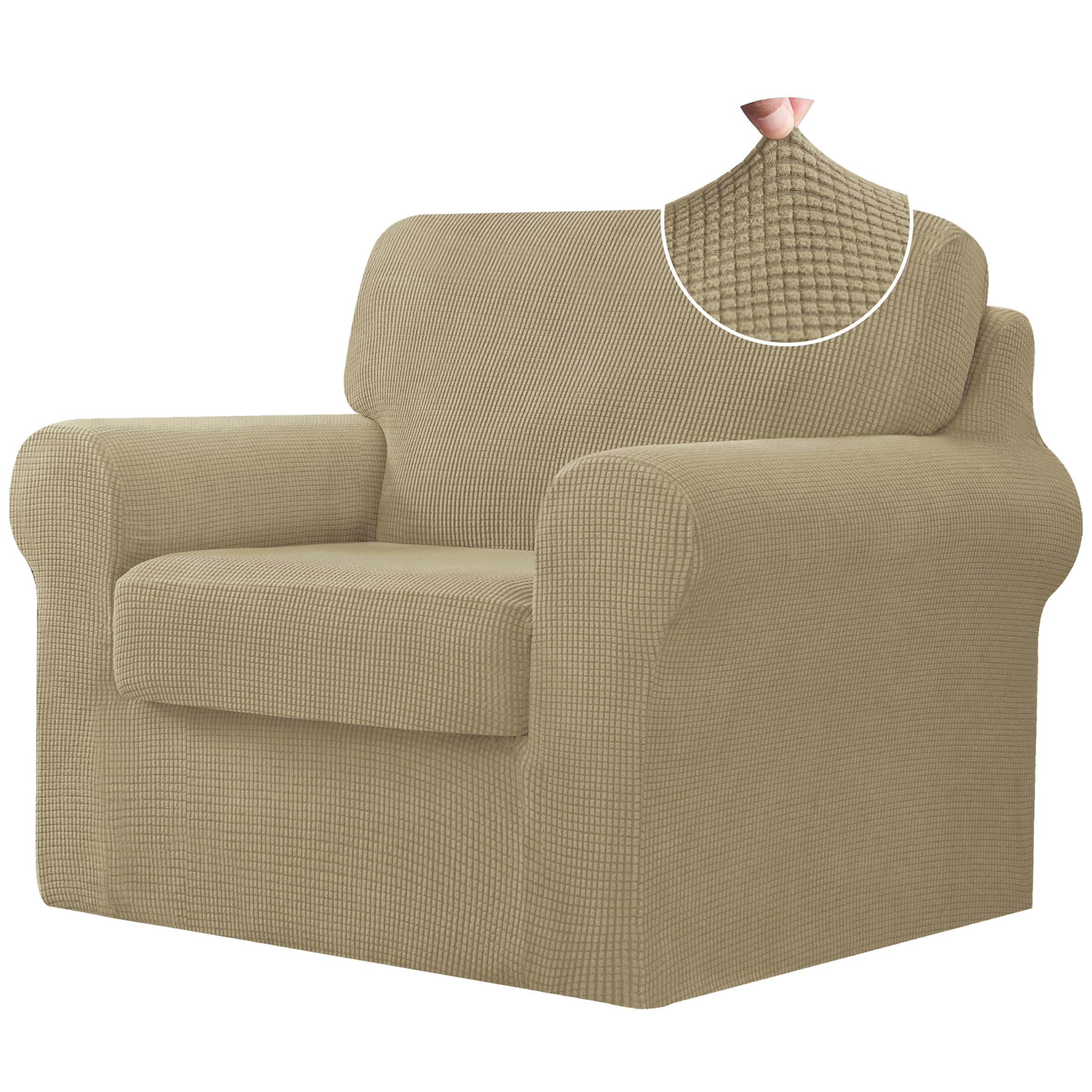 CHUN YI 7 Piece Couch Covers Sofa Covers Washable, Stretch Sofa Slipcovers for 3 Cushion Couch with Seperate Backrest and Cushion Covers, Anti Slip Furniture Protector for Dogs Pets (Large, Grey)