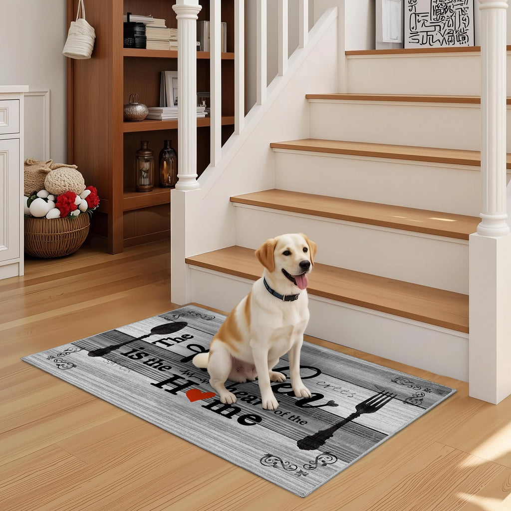 Tritard 100% Non Slip Kitchen Mats for Floor Washable Kitchen Rugs Sets of 3 Farmhouse Kitchen Runner Rug Soft Rustic Kitchen Floor Carpet for Hallway, Laundry, Sink, Office, Brown