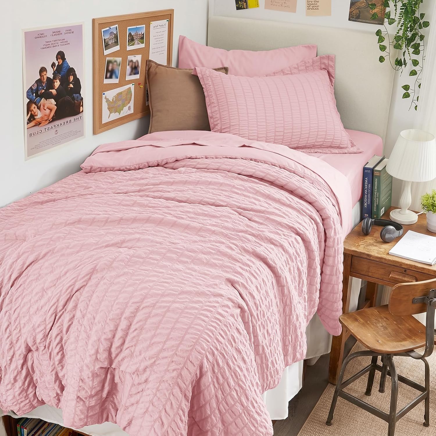 HYMOKEGE 7 Piece King Size Comforter Set Seersucker, All Season Luxury Bed in a Bag for Bedroom, Bedding Set with Comforters, Sheets, Pillowcases & Shams, Dark Grey