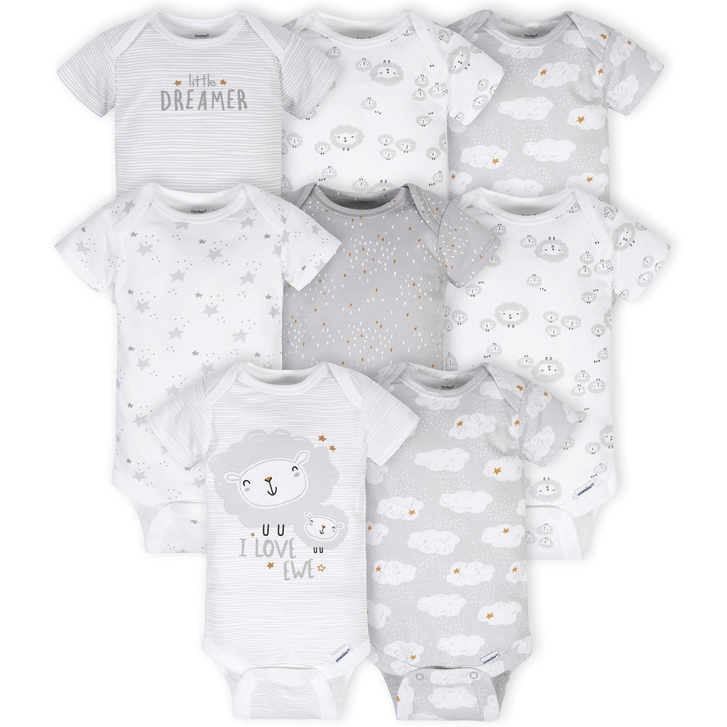 Gerber Unisex-Baby 8-pack Short Sleeve Onesies Bodysuits