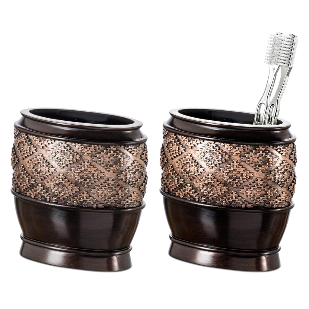 Creative Scents Dublin Brown Bathroom Accessories Set Complete - 4 Pc. Bathroom Sets Accessories, Luxury Bathroom Accessory Set - Soap Dispenser, Soap Dish, Tumbler & Toothbrush Holder Set