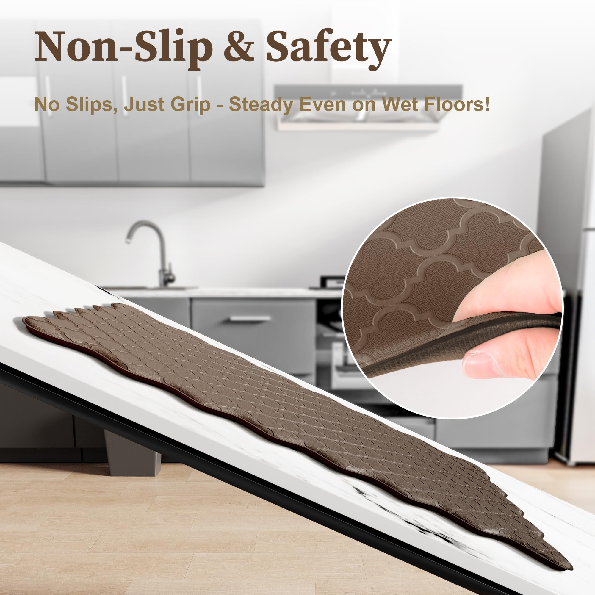 Arenarug Upgrade Scalloped Embossed Kitchen Mats for Floor 2PCS Cushioned Anti Fatigue Waterproof Foam Kitchen Rugs Non Slip Washable Comfort Standing Mat for Office Sink Laundry, Black