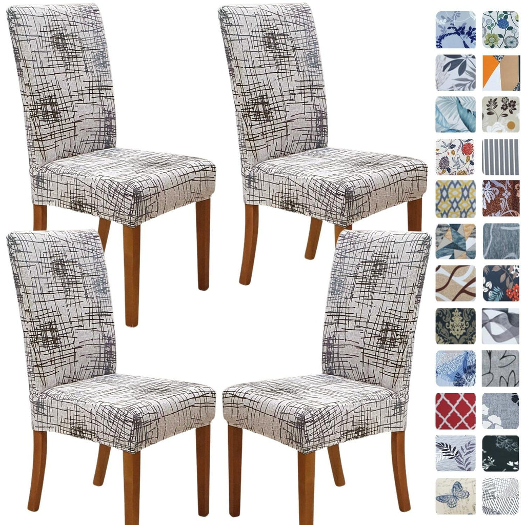 SPRINGRICO Chair Covers for Dining Room 6 Pack, Stretch Dining Chair Cover, Washable Spandex Kitchen Parsons Chair Slipcovers, Removable Seat Protector for Home or Party (Set of 6, Floral Beige)
