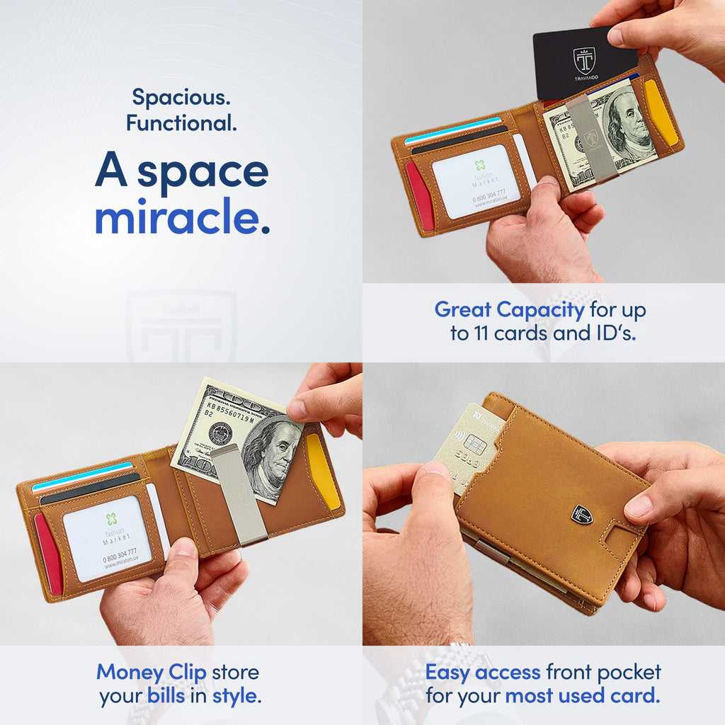 TRAVANDO Mens Wallet with Money Clip AUSTIN RFID Blocking Bifold Credit Card Holder for Men with Gift Box