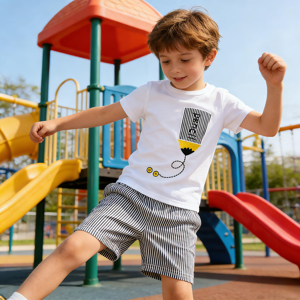 Kids Tween Boy Casual Clothing Set Letter Graphic Colorblock Tee +Shorts Summer Clothing Set 4-14 Years