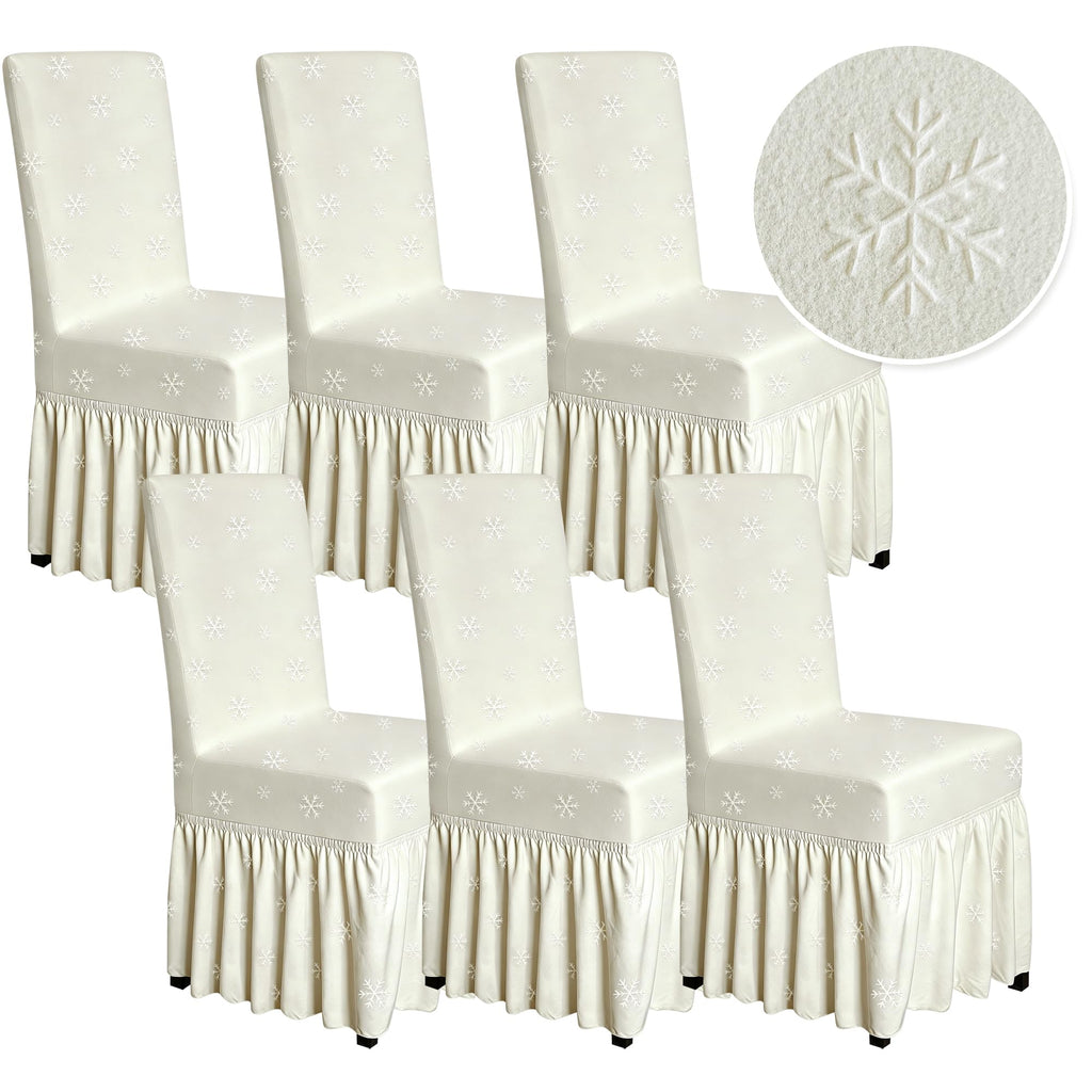 molasofa Chair Covers for Dining Room Set of 6 Stretch Chair Slipcovers with Skirt for Kitchen Seat Protectors Wedding Banquet Decor Kids Pets Spandex Fabric Washable (6pcs, Brown)