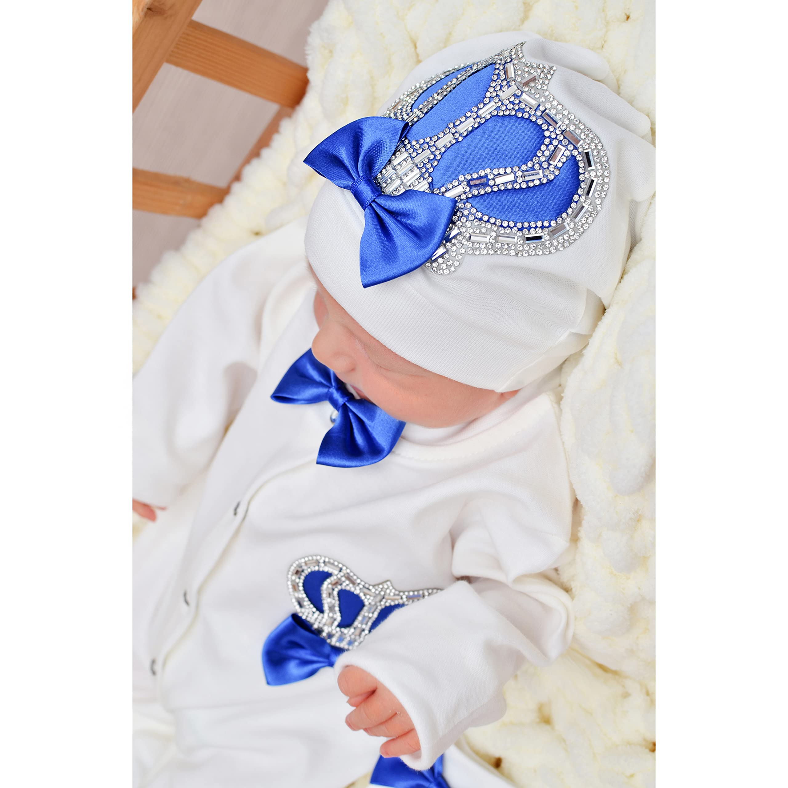 Lilax Baby Boy Newborn Crown Jewels Layette 3 Piece Gift Set