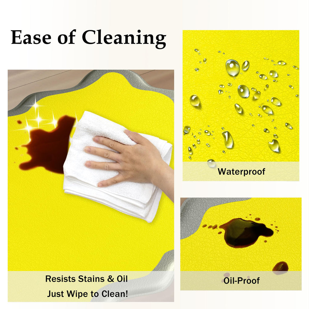 Arenarug Upgrade Scalloped Embossed Kitchen Mats for Floor 2PCS Cushioned Anti Fatigue Waterproof Foam Kitchen Rugs Non Slip Washable Comfort Standing Mat for Office Sink Laundry, Black
