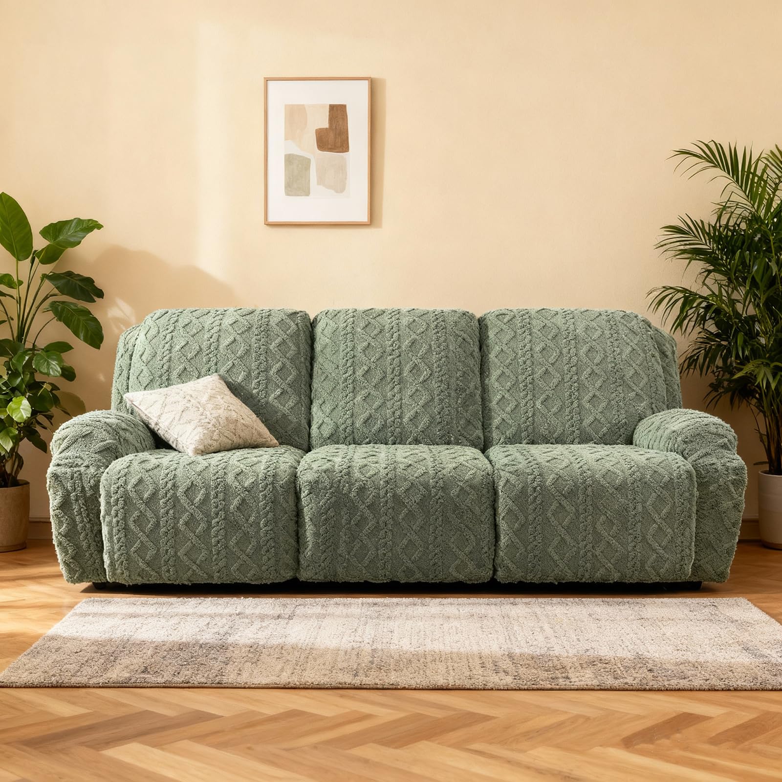 JOKIVTOU Recliner Chair Covers 4-Pieces Reclining Chair Slipcovers with Pocket& Elastic Bottom, Soft Feel Fitted Lazy Boy Sofa Couch Cover Washable, Stretch Recliner Furniture Protector