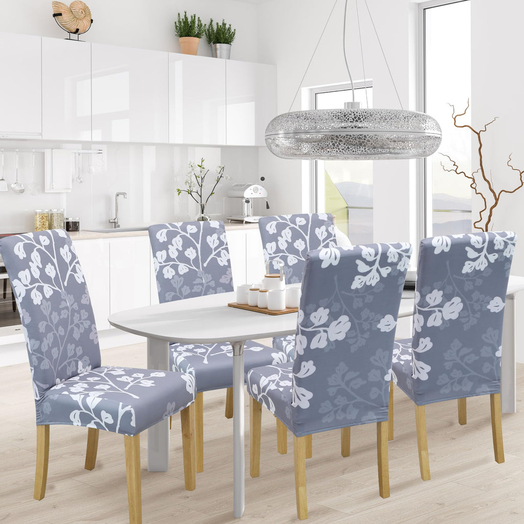 BIETYONE Stretch Dining Chair Covers Set of 6, Soft Removable Washable Kitchen Parsons Chair Slipcovers, High Elastic Seat Protector for Home Hotel Banquet
