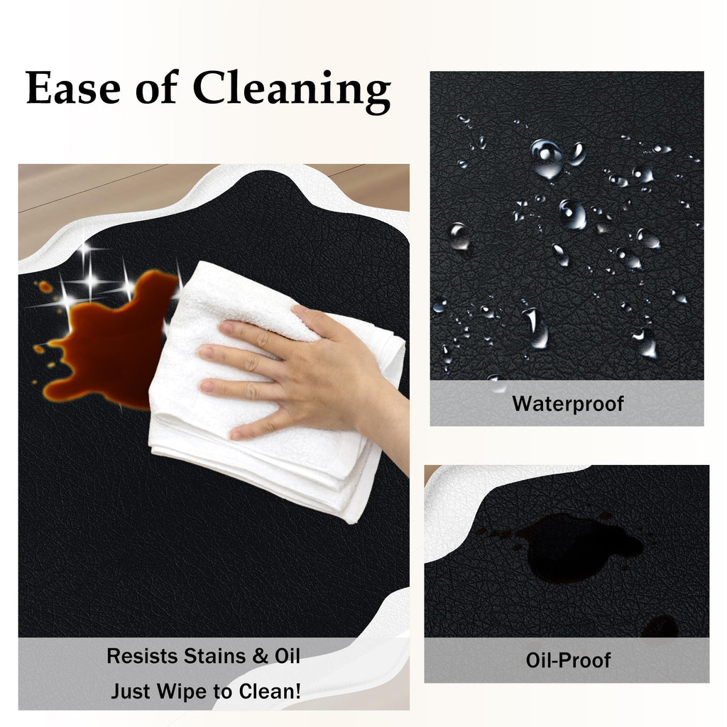 Arenarug Upgrade Scalloped Embossed Kitchen Mats for Floor 2PCS Cushioned Anti Fatigue Waterproof Foam Kitchen Rugs Non Slip Washable Comfort Standing Mat for Office Sink Laundry, Black