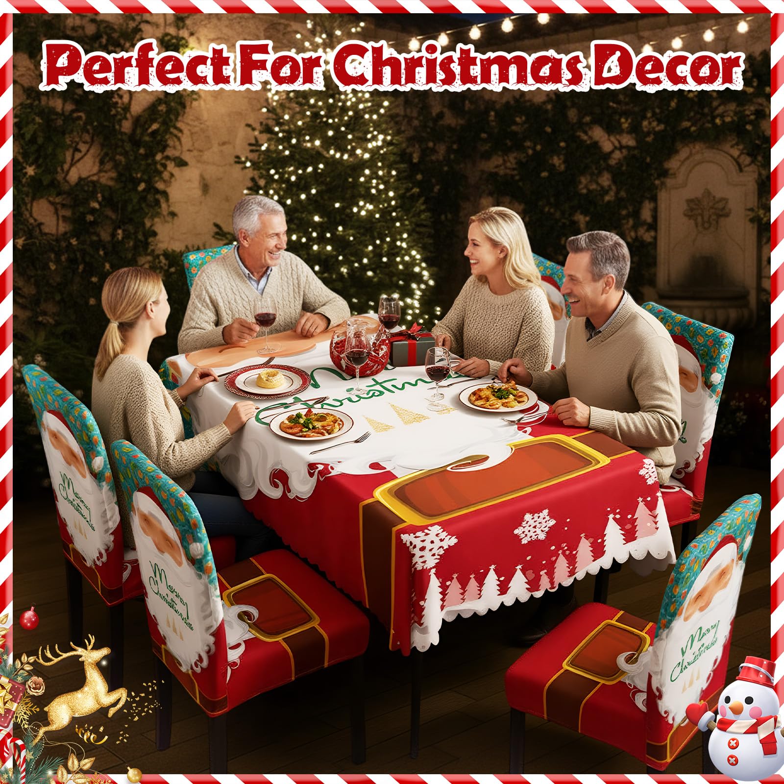 7 Pcs Sunflower Chair Covers and Tablecloth Set 60 x 84 Inch Waterproof Stain Rectangular Table Cover with Stretchable Removable Chair Slipcovers for Dining Room Kitchen Patio Summer Parties