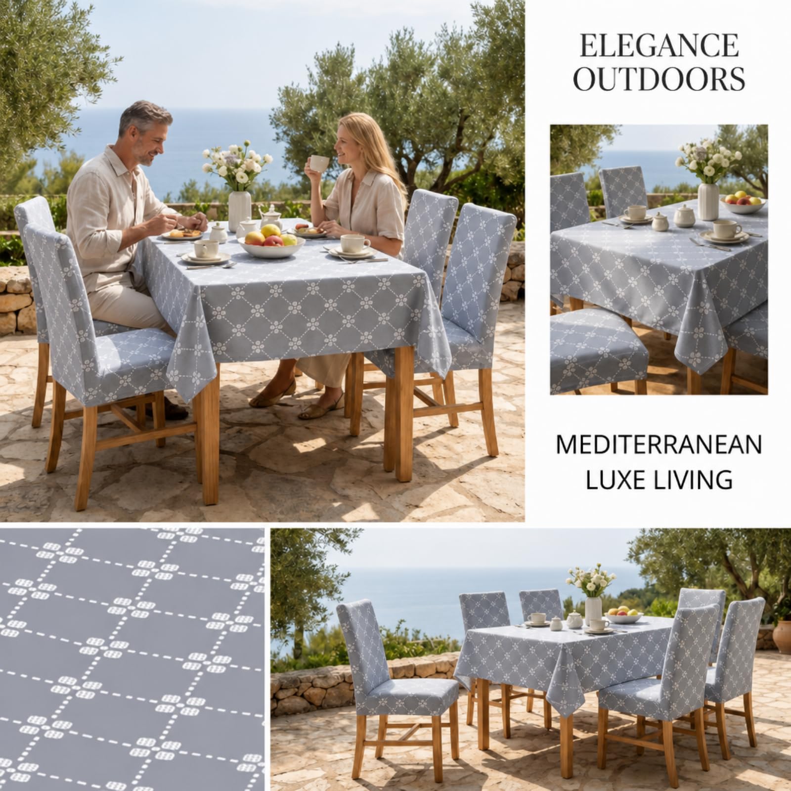 7 Pcs Sunflower Chair Covers and Tablecloth Set 60 x 84 Inch Waterproof Stain Rectangular Table Cover with Stretchable Removable Chair Slipcovers for Dining Room Kitchen Patio Summer Parties