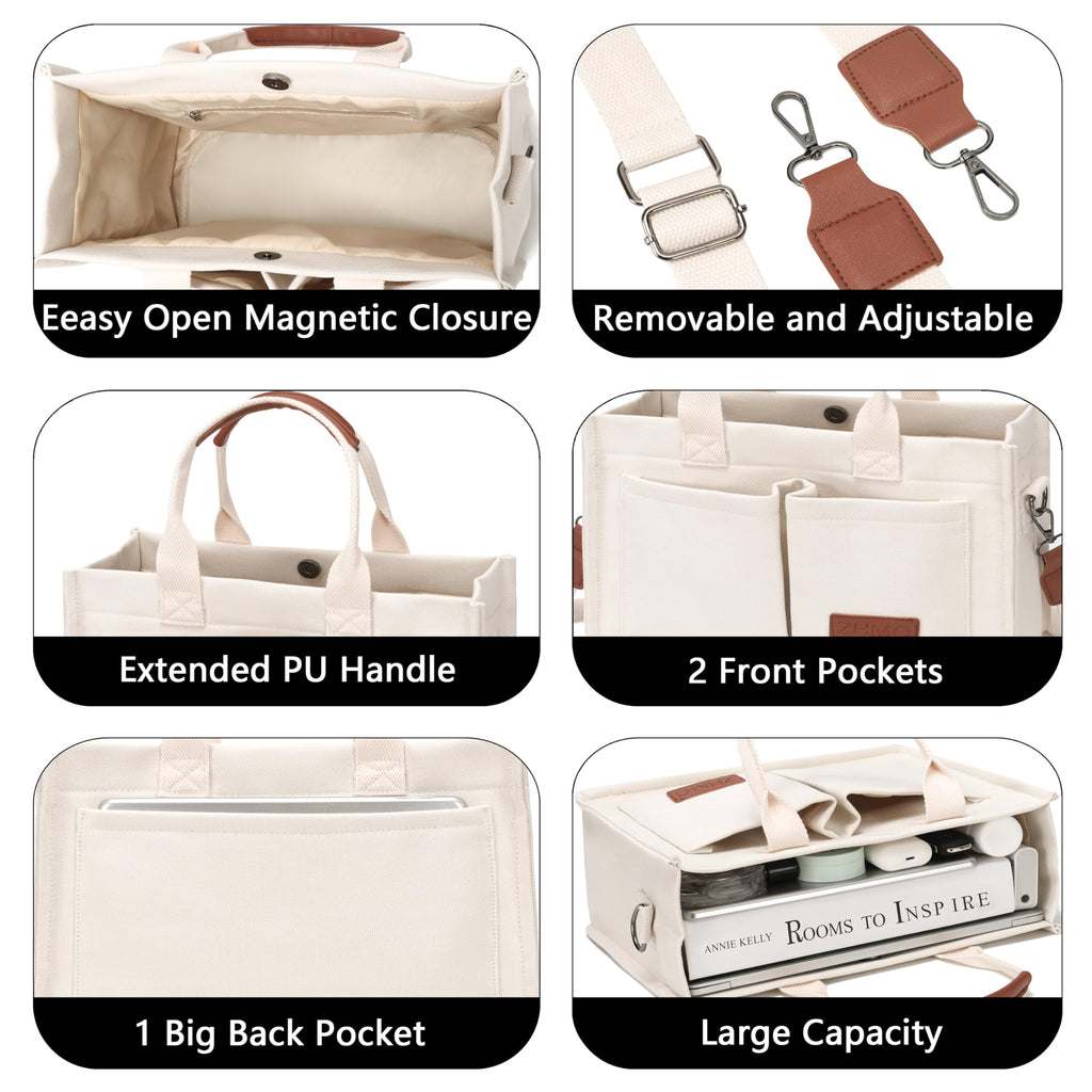 ZHMO Canvas Tote Bag for Women,Women's Bags Crossbody Bags Work Laptop Tote Bag Large Handbags Purse for Travel Nurse Teacher
