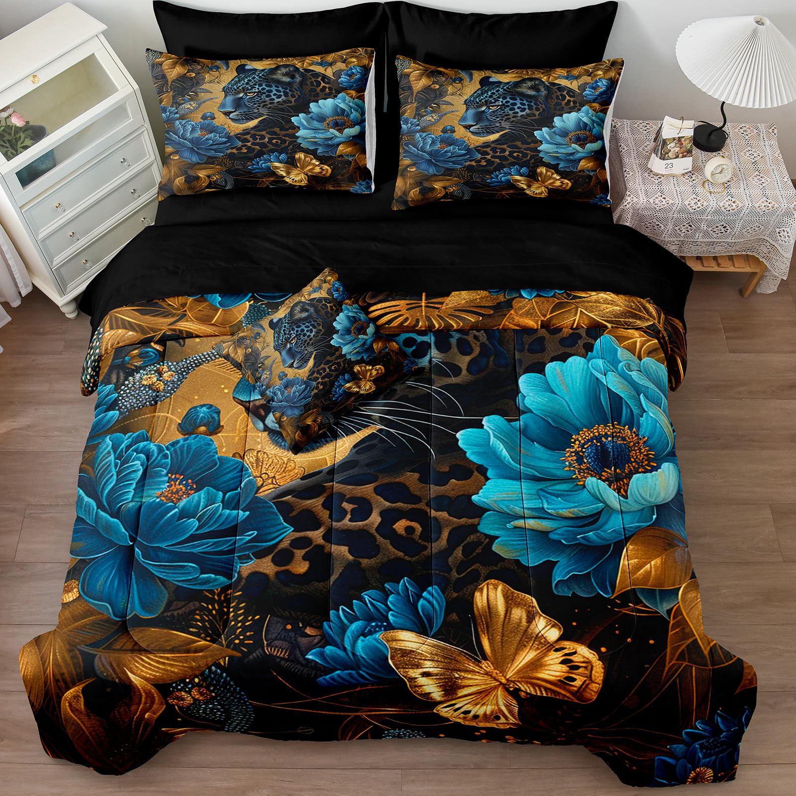 Ancient Egypt Comforter Set Black Gold Bedding Set Pharaoh Tribal Retro Comforter Egypt Cultural Theme Bedroom Decor Boho Exotic Vintage Bedding King Bed in A Bag