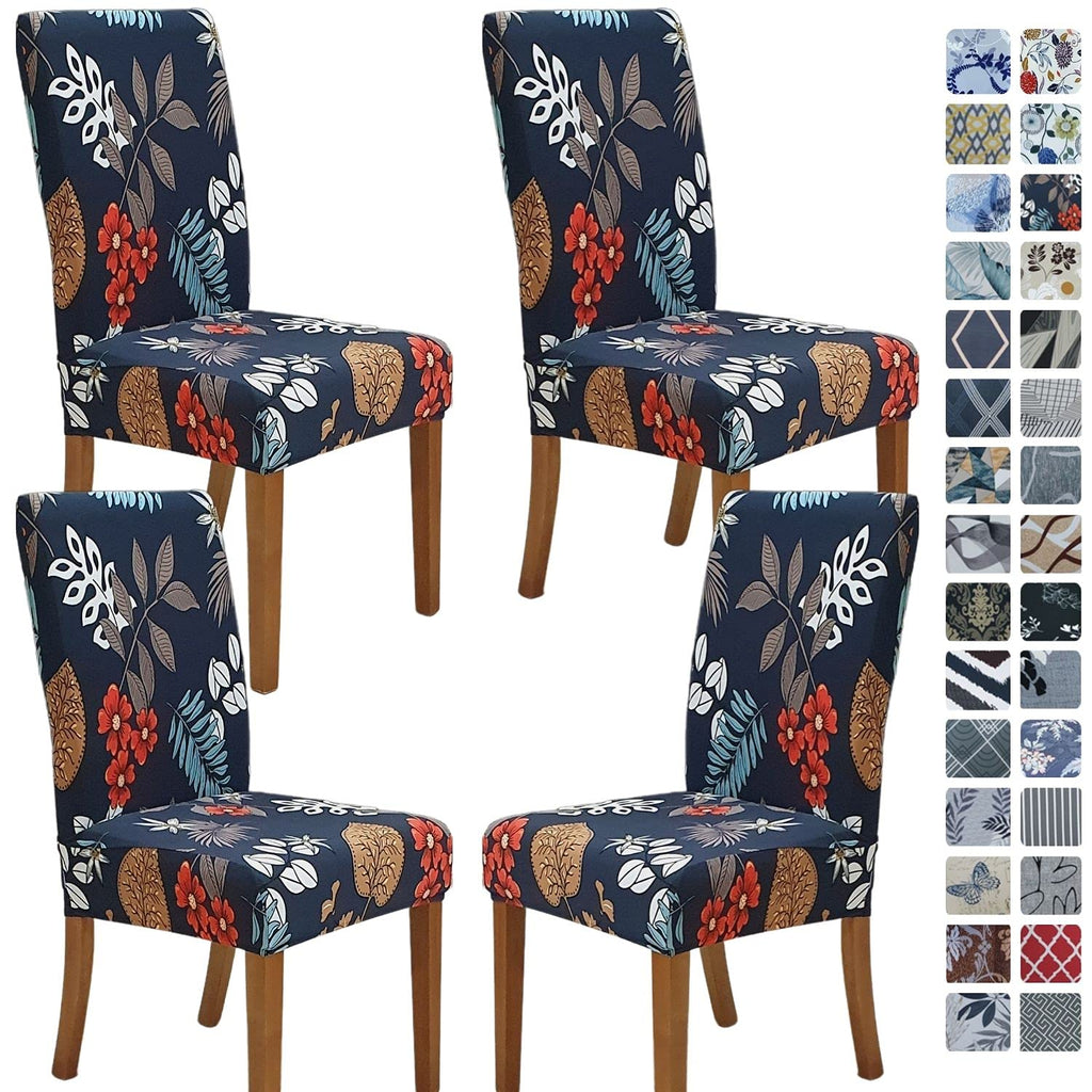 SPRINGRICO Chair Covers for Dining Room 6 Pack, Stretch Dining Chair Cover, Washable Spandex Kitchen Parsons Chair Slipcovers, Removable Seat Protector for Home or Party (Set of 6, Floral Beige)