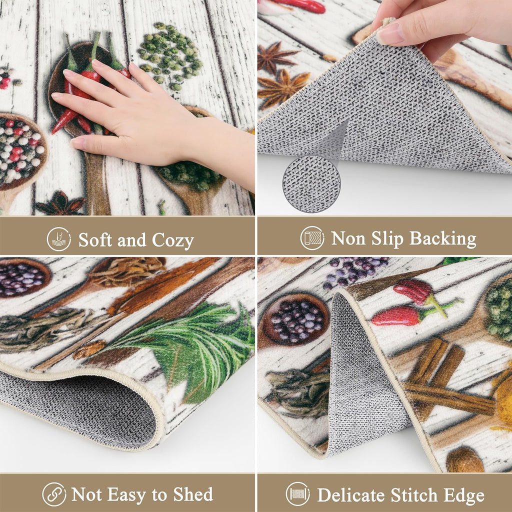 Vaukki Boho Kitchen Rug Sets 3 Pieces, Washable Kitchen Mats for Floor, Non Slip Soft Kitchen Area Rug Floor Mat for Kitchen, Laundry Room and Hallway (Grey and Beige, 20''x32''+20''x47''+20''x59'')