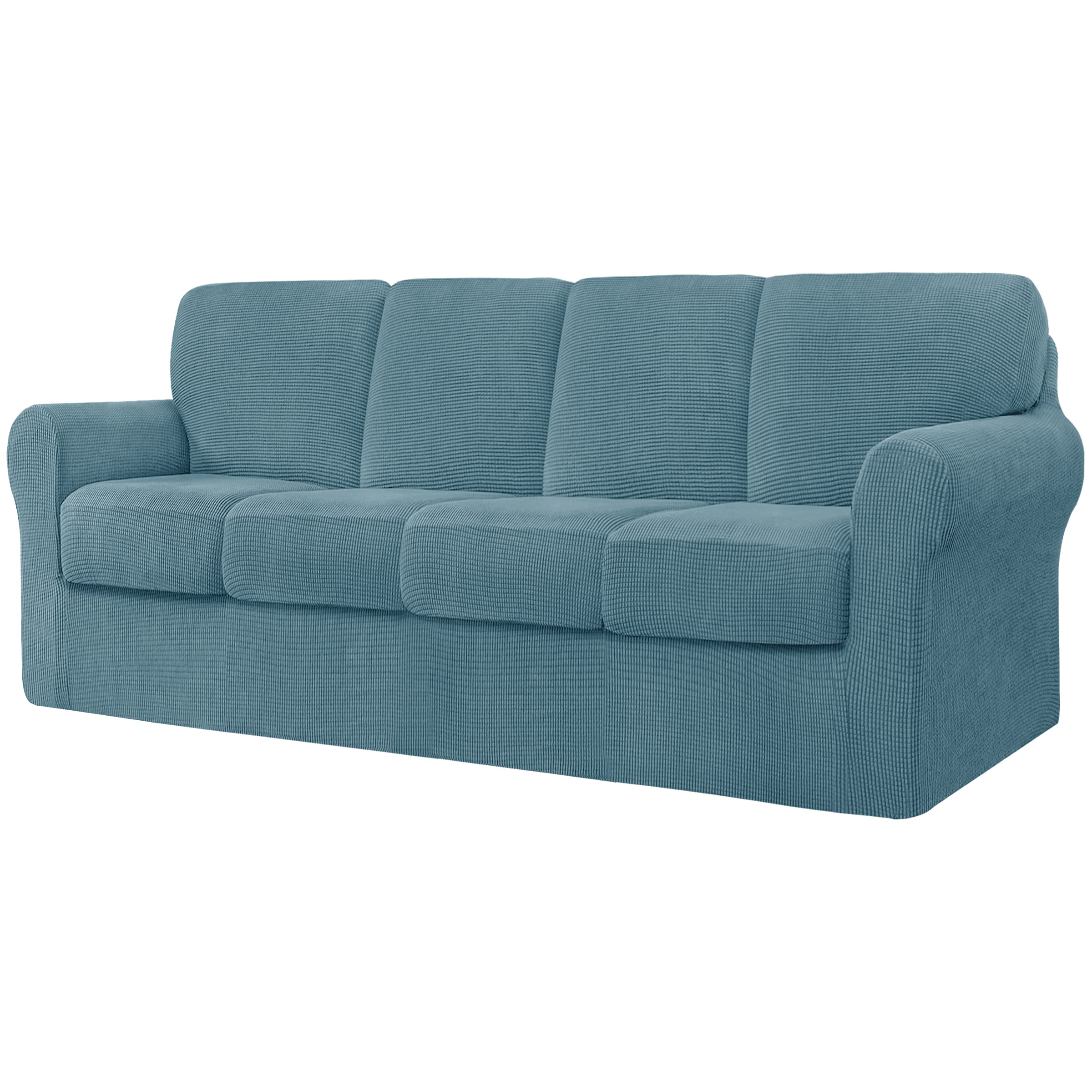 CHUN YI 7 Piece Couch Covers Sofa Covers Washable, Stretch Sofa Slipcovers for 3 Cushion Couch with Seperate Backrest and Cushion Covers, Anti Slip Furniture Protector for Dogs Pets (Large, Grey)