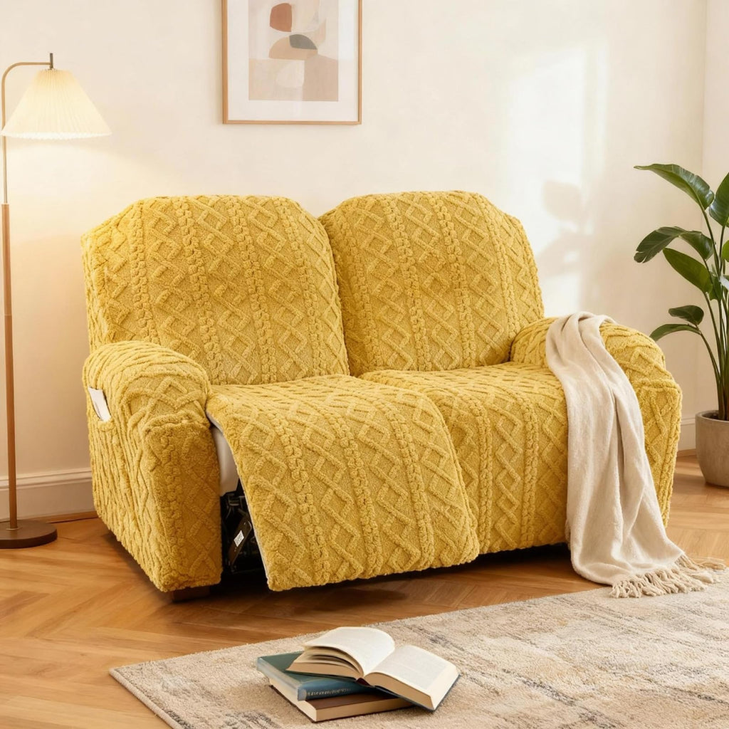 JOKIVTOU Recliner Chair Covers 4-Pieces Reclining Chair Slipcovers with Pocket& Elastic Bottom, Soft Feel Fitted Lazy Boy Sofa Couch Cover Washable, Stretch Recliner Furniture Protector