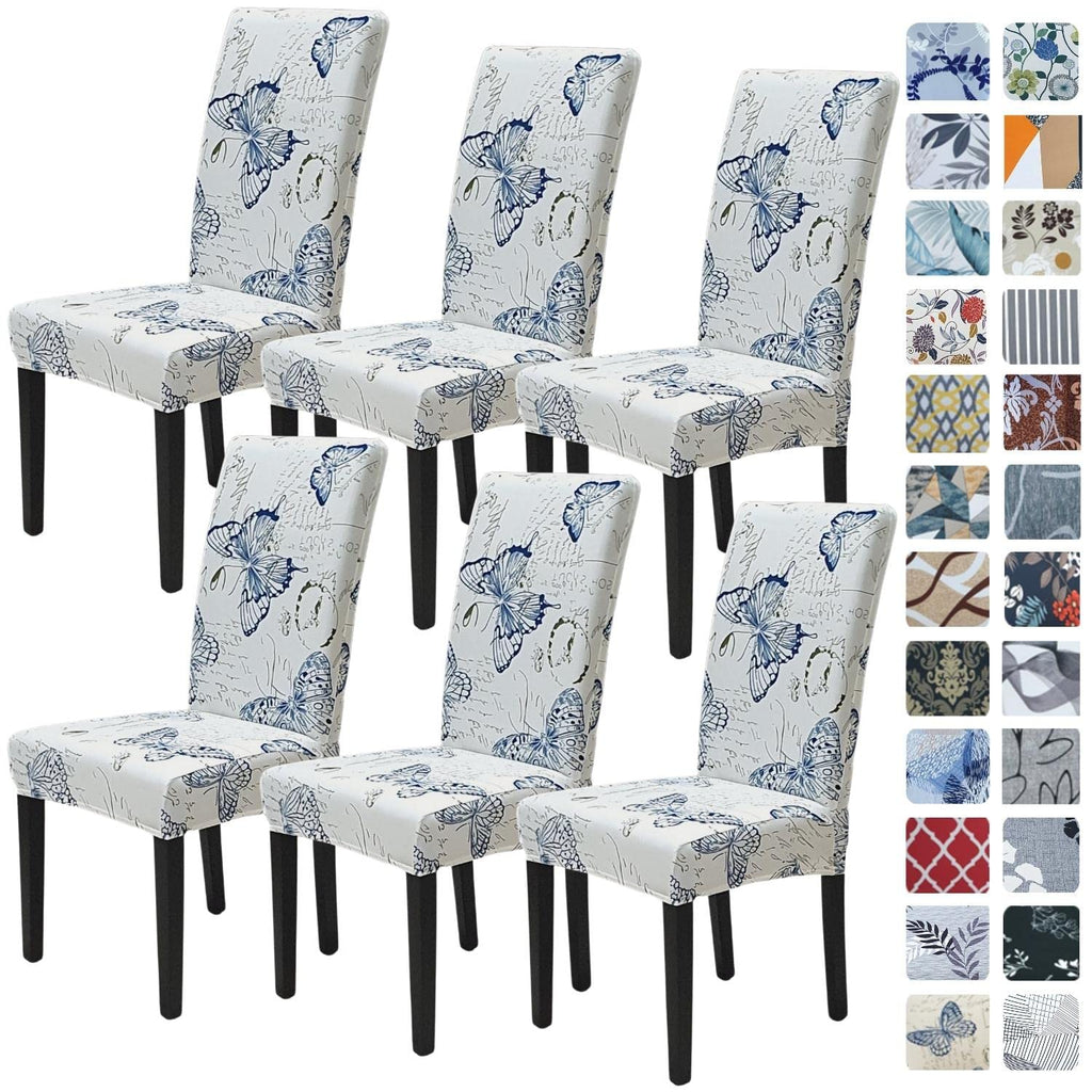 SPRINGRICO Chair Covers for Dining Room 6 Pack, Stretch Dining Chair Cover, Washable Spandex Kitchen Parsons Chair Slipcovers, Removable Seat Protector for Home or Party (Set of 6, Floral Beige)
