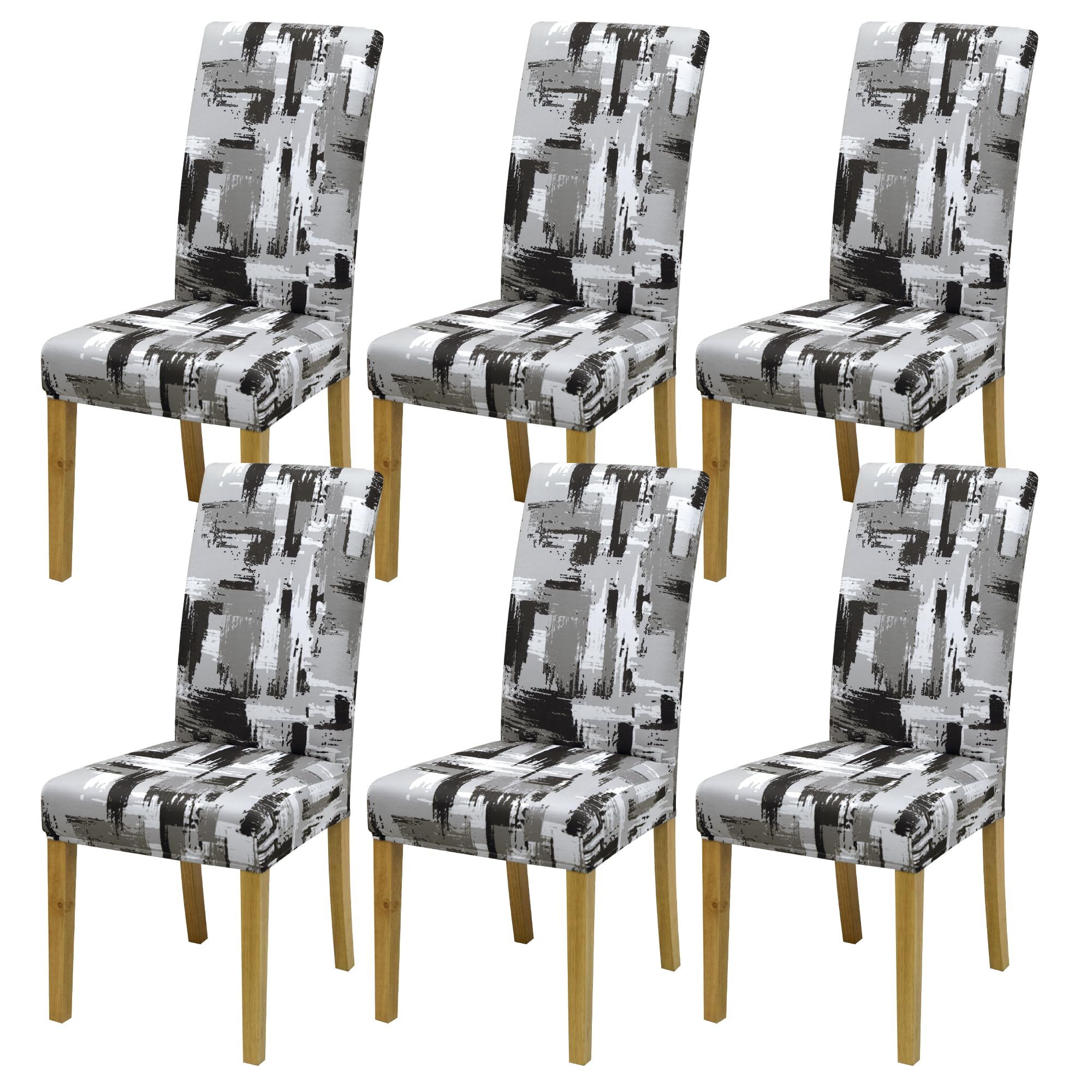 BIETYONE Stretch Dining Chair Covers Set of 6, Soft Removable Washable Kitchen Parsons Chair Slipcovers, High Elastic Seat Protector for Home Hotel Banquet