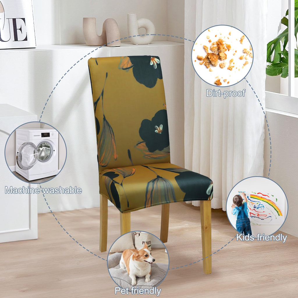 BIETYONE Stretch Dining Chair Covers Set of 6, Soft Removable Washable Kitchen Parsons Chair Slipcovers, High Elastic Seat Protector for Home Hotel Banquet