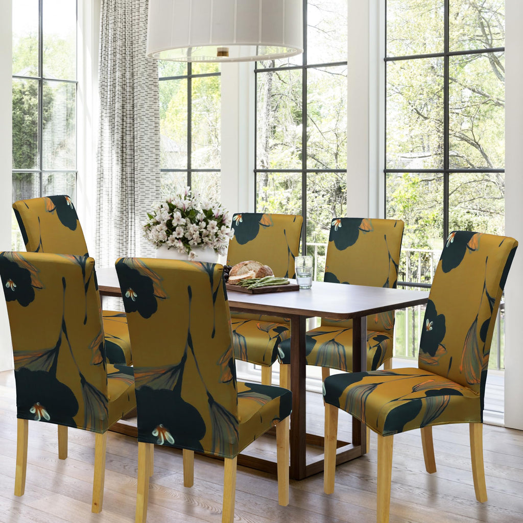BIETYONE Stretch Dining Chair Covers Set of 6, Soft Removable Washable Kitchen Parsons Chair Slipcovers, High Elastic Seat Protector for Home Hotel Banquet