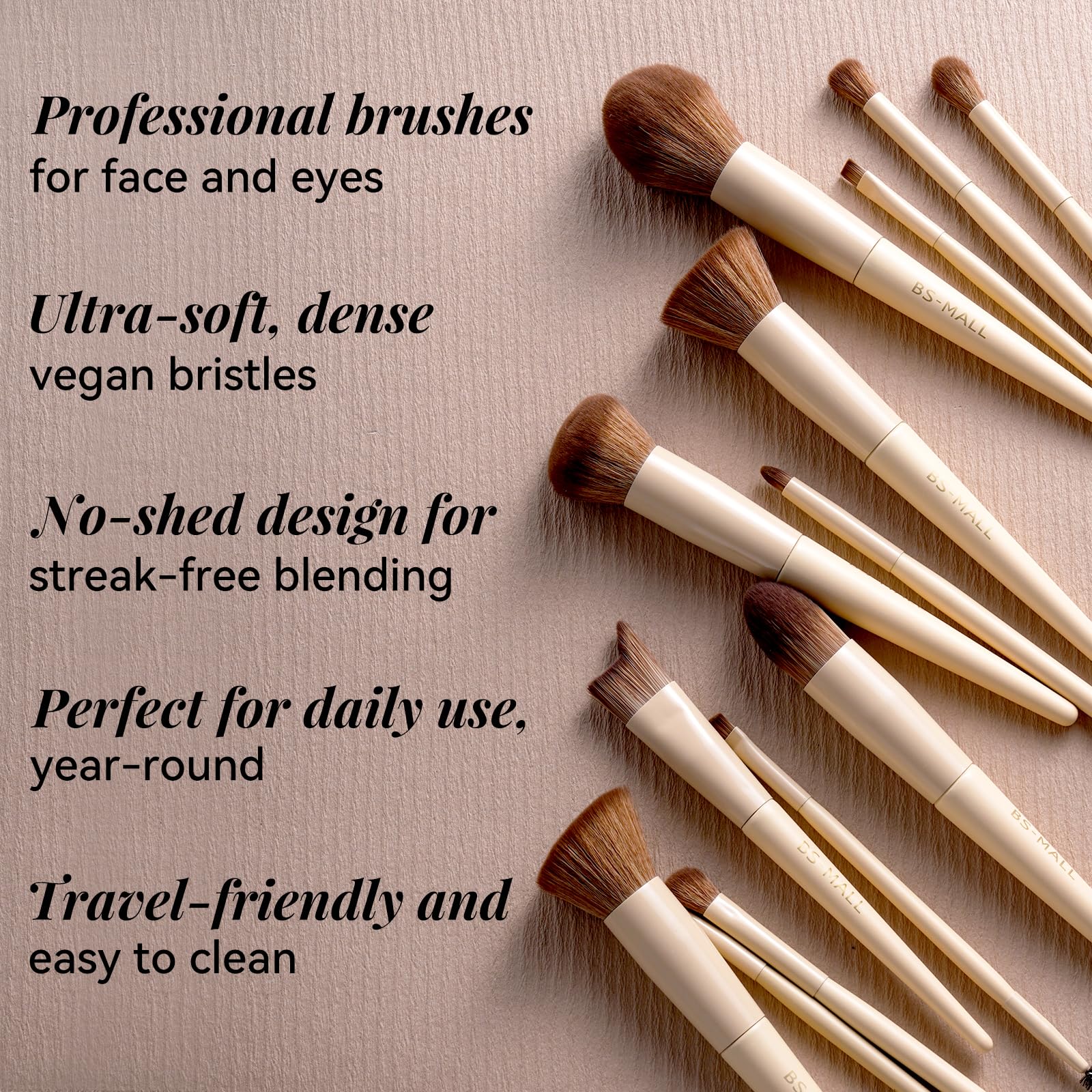BS-MALL Makeup Brush Set 18 Pcs Professional Foundation Powder Concealers Eyeshadow Blush Synthetic Makeup Brushes with Labeled instruction Black Case Upgraded Version
