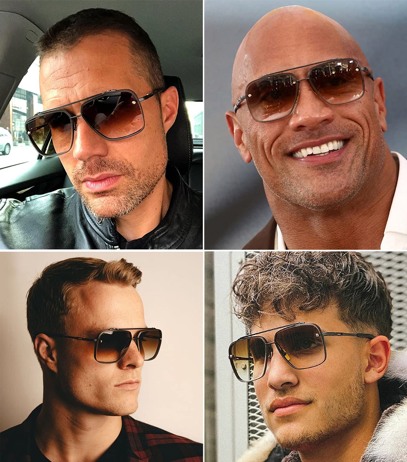 Gtand Fashion Oversized Square Aviator Gradient Sunglasses For Men Women Vintage Metal Sun Glasses 63mm