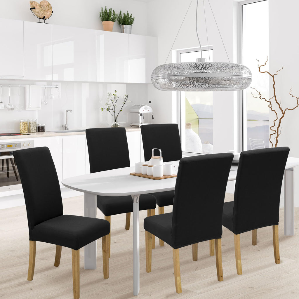 BIETYONE Stretch Dining Chair Covers Set of 6, Soft Removable Washable Kitchen Parsons Chair Slipcovers, High Elastic Seat Protector for Home Hotel Banquet