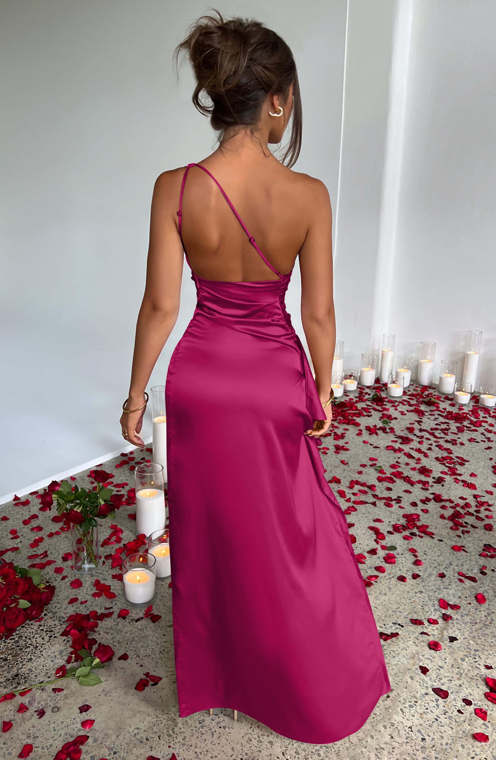 Memoriesea Women's Sexy One Shoulder High Split Cocktail Wedding Party Maxi Dress