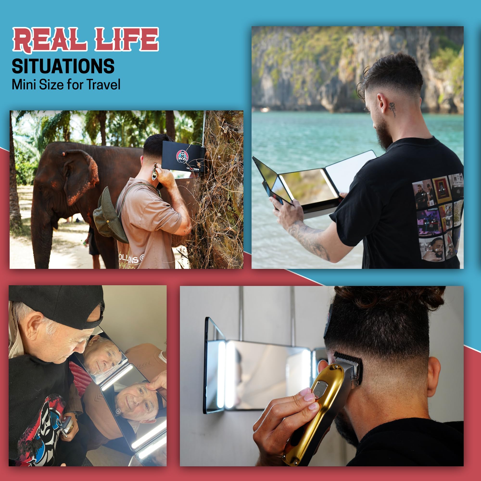 The 360 Mirror - 3 Way Mirror for Self Hair Cutting - Adjustable Trifold Barber Miror to Cut Your Own Hair - Tri Fold Self Haircut System for Men and Women Braiding - Three Sided Miror for Haircuts