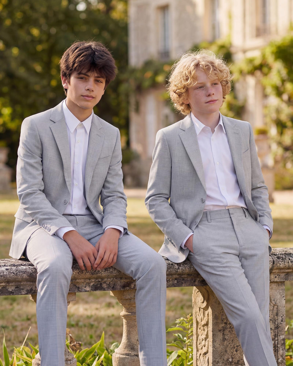 WULFUL Boys' Slim Fit Suit 3 Pieces:Jacket, Pants, Shirt,Summer Suit Set for Teens Boys Wedding Beach