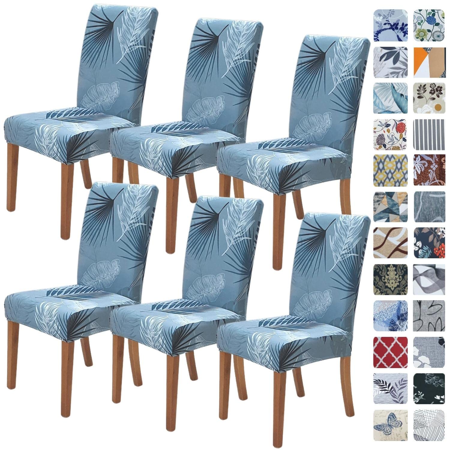 SPRINGRICO Chair Covers for Dining Room 6 Pack, Stretch Dining Chair Cover, Washable Spandex Kitchen Parsons Chair Slipcovers, Removable Seat Protector for Home or Party (Set of 6, Floral Beige)