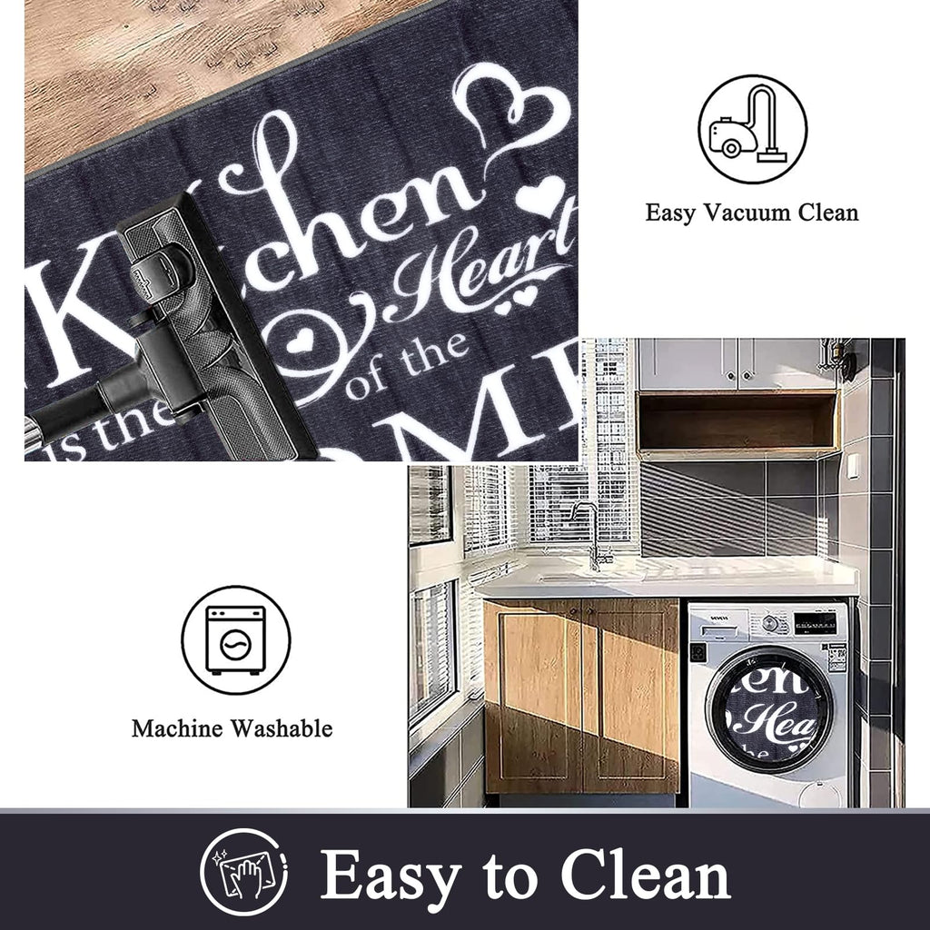 Vaukki Boho Kitchen Rug Sets 3 Pieces, Washable Kitchen Mats for Floor, Non Slip Soft Kitchen Area Rug Floor Mat for Kitchen, Laundry Room and Hallway (Grey and Beige, 20''x32''+20''x47''+20''x59'')
