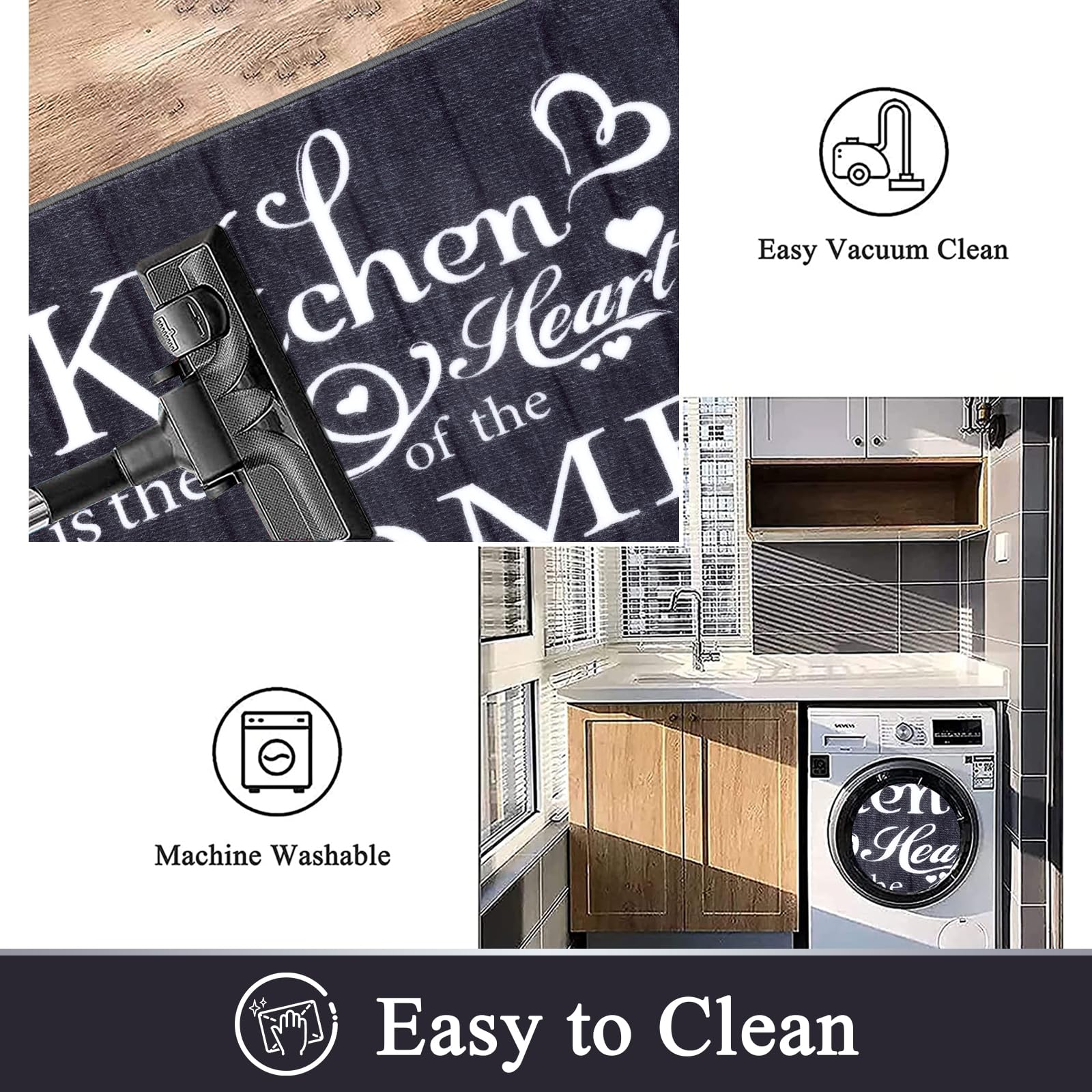 Vaukki Boho Kitchen Rug Sets 3 Pieces, Washable Kitchen Mats for Floor, Non Slip Soft Kitchen Area Rug Floor Mat for Kitchen, Laundry Room and Hallway (Grey and Beige, 20''x32''+20''x47''+20''x59'')